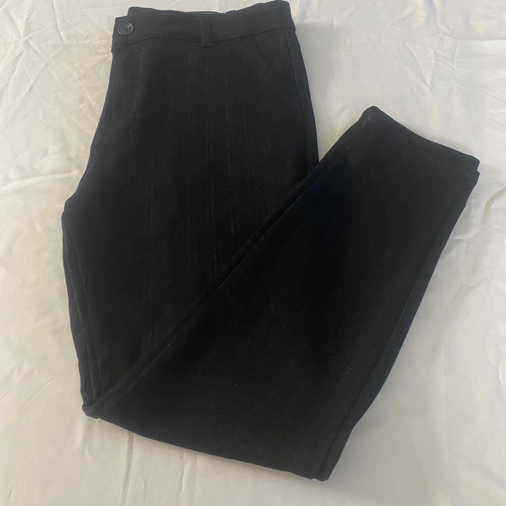Skinny Collection Mens Black Pinstripe Trousers Tailored